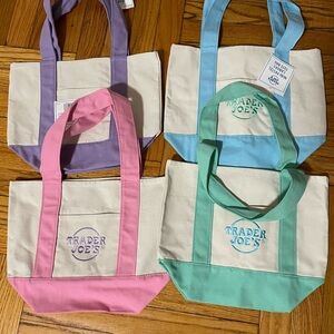 COPY - Canvas Tote Bag Set - Pink, Purple, Green. Trader joe  mini pastel tote …